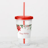 Rode Poinsettia Kerst Vakantie Acryl Tumbler Acryl Drinkbeker (Voorkant)
