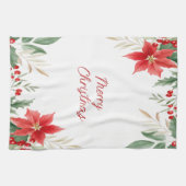 Rode Poinsettia Kerst Vakantie Keuken Handdoek (Horizontaal)