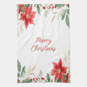 Rode Poinsettia Kerst Vakantie Keuken Handdoek (Verticaal)