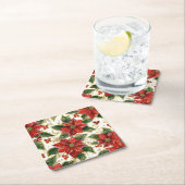 Rode Poinsettia kerstbloemen Kartonnen Onderzetters (Insitu)