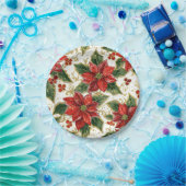 Rode Poinsettia kerstbloemen Papieren Bordje (Feest)