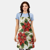 Rode Poinsettia kerstbloemen Schort (Gedragen)