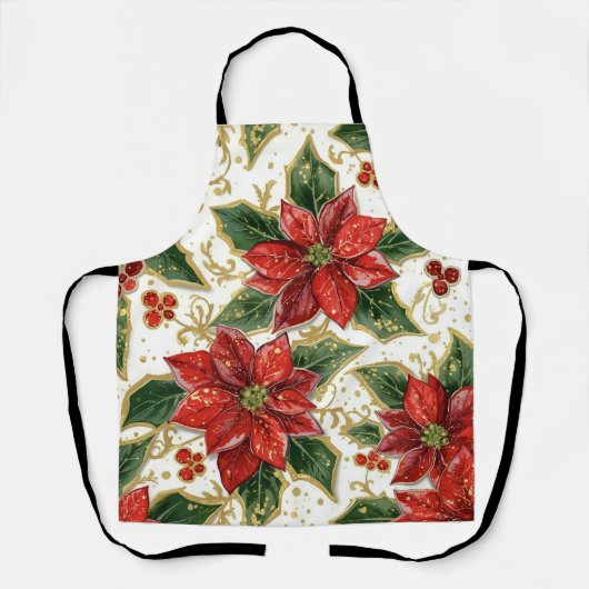 Rode Poinsettia kerstbloemen Schort (Voorkant)