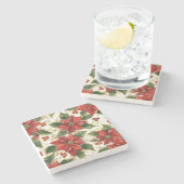 Rode Poinsettia kerstbloemen Stenen Onderzetter (Zijkant)