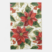 Rode Poinsettia kerstbloemen Theedoek (Verticaal)