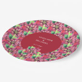 Rode Poinsettia Kerstbruiloft Papieren Bordje (Gekanteld)