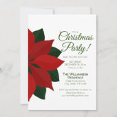 Rode Poinsettia Kerstfeest uitnodiging (Voorkant)