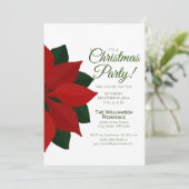 Rode Poinsettia Kerstfeest uitnodiging (Staand voorkant)