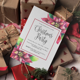 Rode Poinsettia Kerstfeest uitnodiging