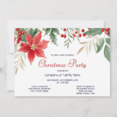 Rode Poinsettia Kerstfeest uitnodiging (Voorkant)