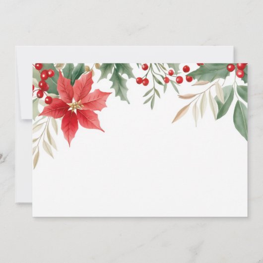 Rode Poinsettia Kerstfeest uitnodiging (Achterkant)