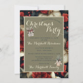 Rode Poinsettia Kerstfeest uitnodiging (Voorkant)