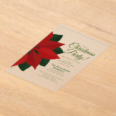 Rode Poinsettia Kerstfeest uitnodiging (Laagn)
