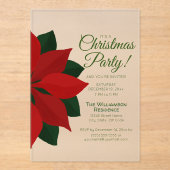 Rode Poinsettia Kerstfeest uitnodiging (Voorkant)