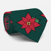 Rode Poinsettia Kersthalsdoek Stropdas (Opgerold)