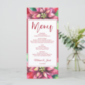 Rode Poinsettia Kerstmis Bruiloft Menu (Staand voorkant)
