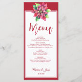 Rode Poinsettia Kerstmis Bruiloft Menu (Voorkant)