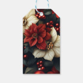 Rode Poinsettia Kerstmis Cadeaulabel (Achterkant)