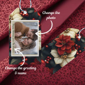 Rode Poinsettia Kerstmis Cadeaulabel
