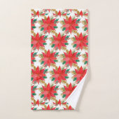 Rode poinsettia kerstpatroon bad handdoek (Handdoek)