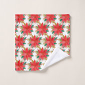 Rode poinsettia kerstpatroon bad handdoek (Wasdoekje)
