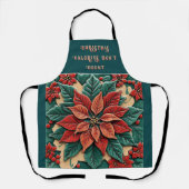 Rode Poinsettia Kerstschort Schort (Voorkant)