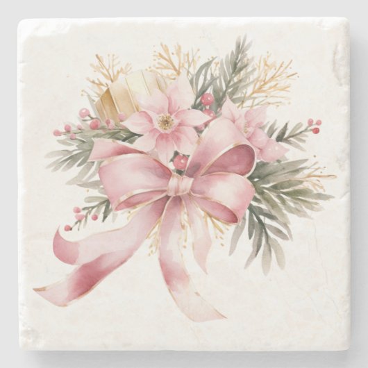 Rode Poinsettia Kerststenen Onderzetters (Voorkant)