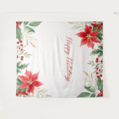 Rode Poinsettia Kerstvakantie Achtergrond Wandkleed (Voorkant (horizontaal))