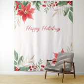 Rode Poinsettia Kerstvakantie Achtergrond Wandkleed (In situ)