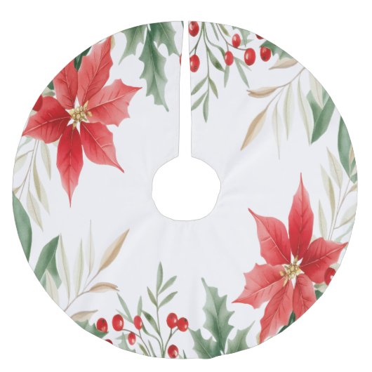Rode Poinsettia Kerstvakantie Boomrok Kerstboom Rok (Voorkant)