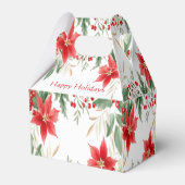 Rode Poinsettia Kerstvakantie Cadeaubox Bedankdoosjes (Achterkant)