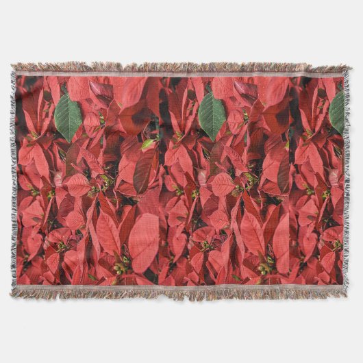 Rode Poinsettia Kerstvakantie Deken Gooi (Voorkant)