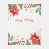 Rode Poinsettia Kerstvakantie Fleece Deken (Voorkant)