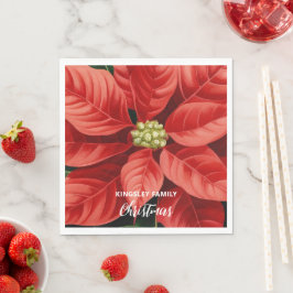 Rode Poinsettia Kerstvakantie gepersonaliseerd Servet
