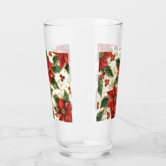 Rode Poinsettia Kerstvakantie Glas (Links)