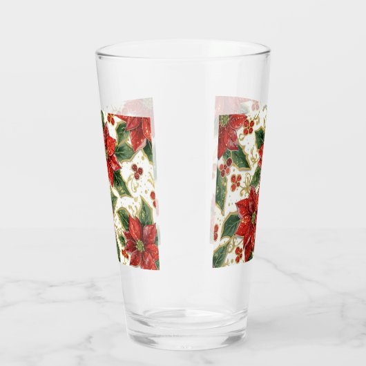 Rode Poinsettia Kerstvakantie Glas (Rechts)