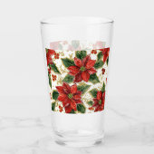 Rode Poinsettia Kerstvakantie Glas (Voorkant)