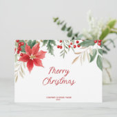 Rode Poinsettia Kerstvakantie Kaart (Staand voorkant)