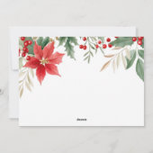 Rode Poinsettia Kerstvakantie Kaart (Achterkant)