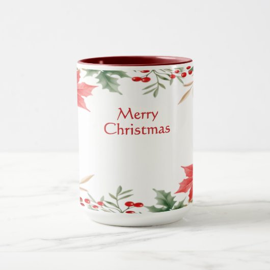 Rode Poinsettia Kerstvakantie Mok (Midden)