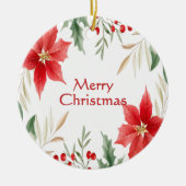 Rode Poinsettia Kerstvakantie Ornament (Voorkant)