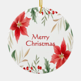 Rode Poinsettia Kerstvakantie Ornament