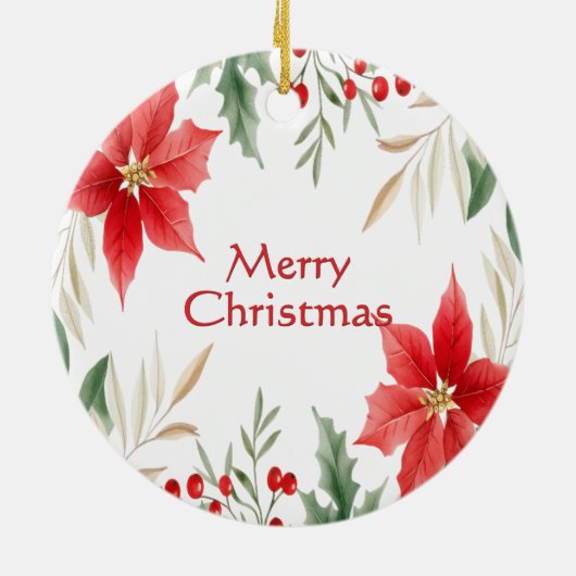 Rode Poinsettia Kerstvakantie Ornament (Achterkant)