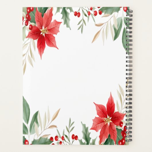 Rode Poinsettia Kerstvakantie Planner (Achterkant)