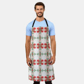 Rode Poinsettia Kerstvakantie Schort (Gedragen)