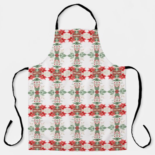 Rode Poinsettia Kerstvakantie Schort (Voorkant)