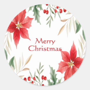 Rode Poinsettia Kerstvakantie Sticker