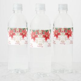 Rode Poinsettia Kerstvakantie Waterfles Etiket