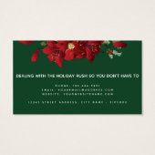 Rode Poinsettia Kerstvakantie Winkelbedrijf Visitekaartje (Achterkant)