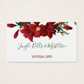 Rode Poinsettia Kerstvakantie Winkelbedrijf Visitekaartje (Voorkant)